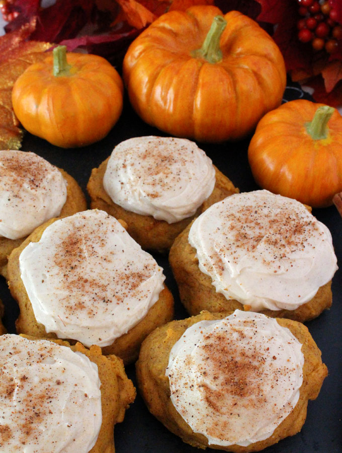 Pumpkin Cookies with Cream Cheese Icing